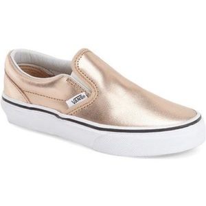 Rose gold slip on Vans Girls size 12